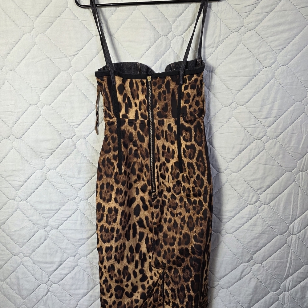 Dolce & Gabbana denim corseted dress. Leopard Print Sz 38 - Picture 10 of 12